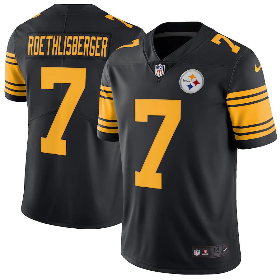Men Pittsburgh Steelers #7 Ben Roethlisberger Nike Black Vapor Color Rush Limited NFL Jersey
